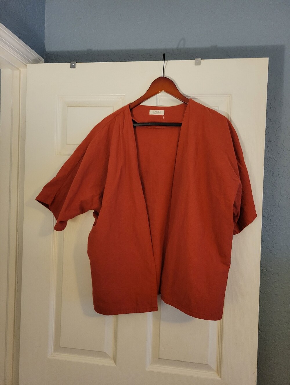 Beatrice Clothing Terracotta Orange Open-Front Women’s Jacket L/XL Lagenlook